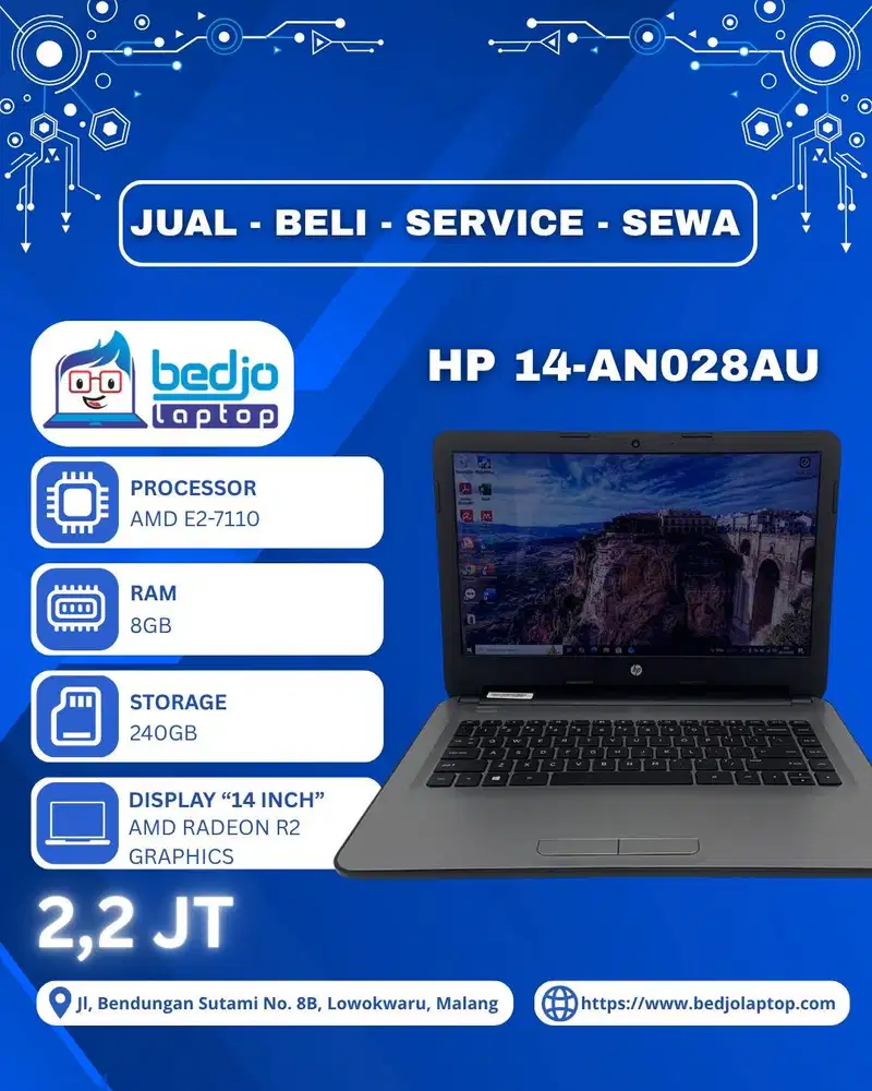 RAM 8GB dengan SSD 240GB Harga Terjangkau, HP 14-AN028AU