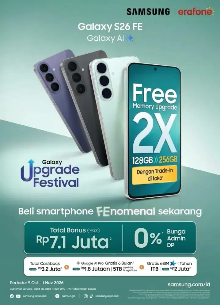 PROMO FREE UPGRADE MEMORI S26 FE , CUMA DISINII !!!