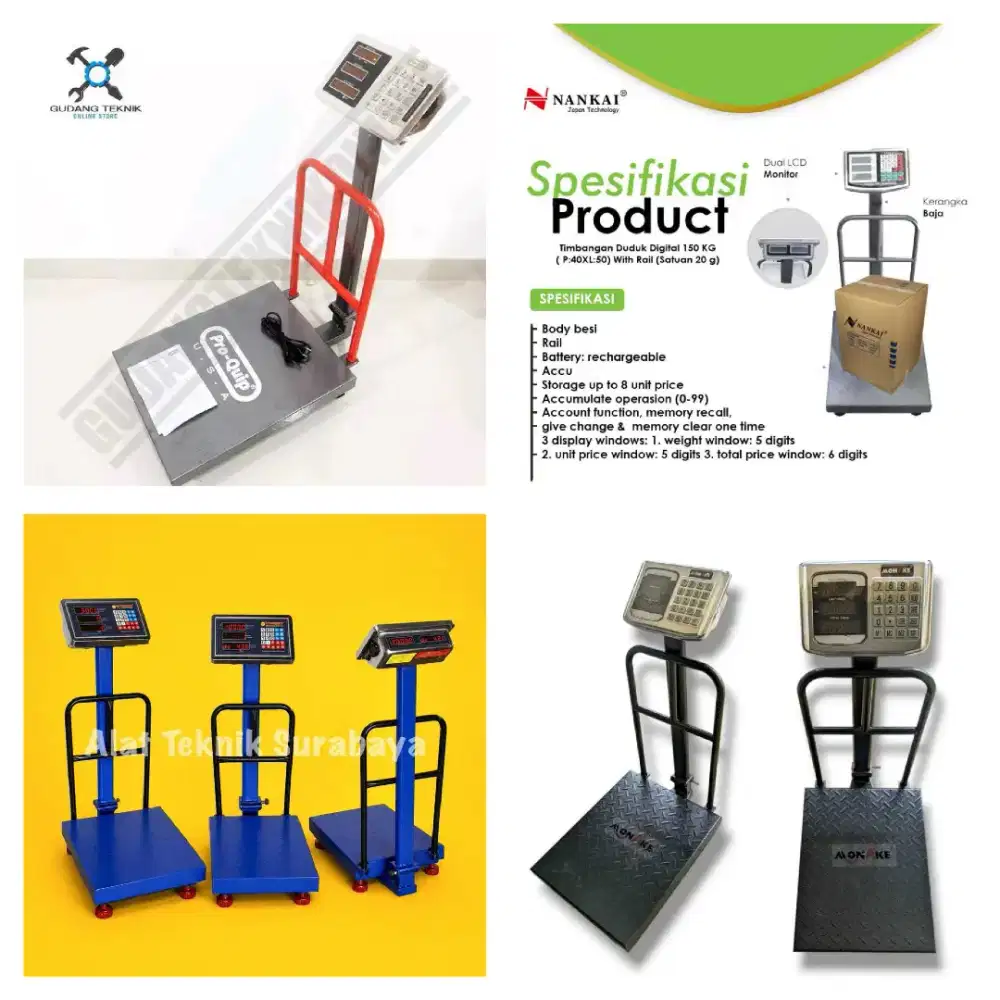 Timbangan Duduk Digital 100 kg 150 Kg dan 300 Kg Tiang NANKAI TORA