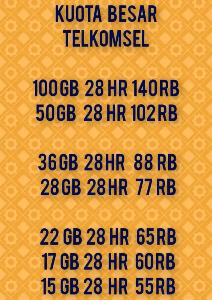 PAKETAN DATA TELKOMSEL KUOTA BESAR BERLAKU SATU BULAN.