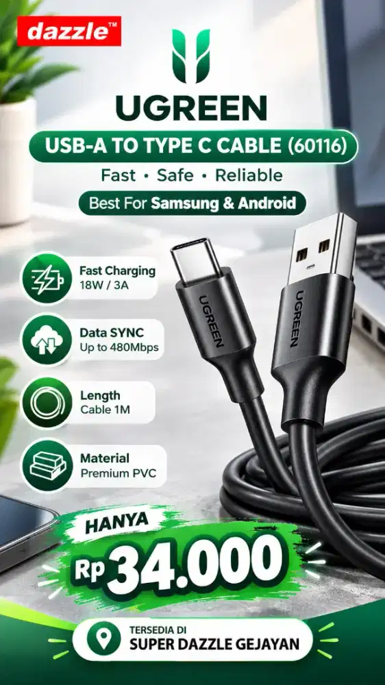 UGREEN USB A TO TYPE C CABLE (60116)