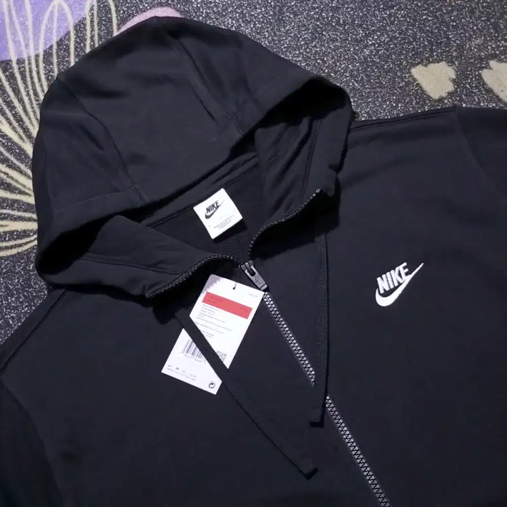 Nike Hoodie Pria Sportswear Club Full-Zip - Black BV2649-010