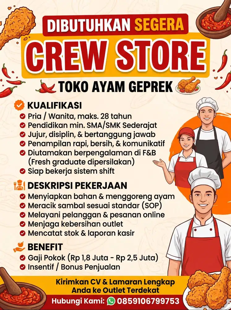 Lowongan Crew Ayam Geprek