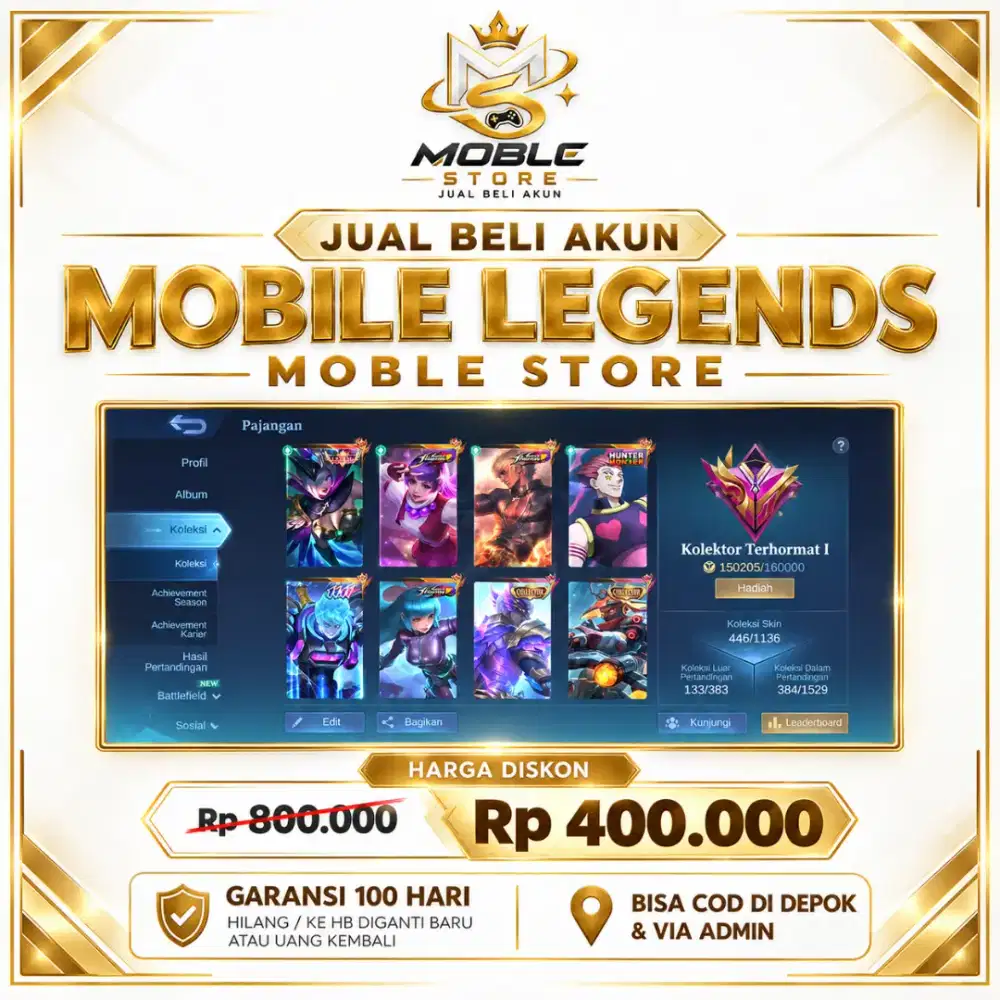 JUAL AKUN MOBILE LEGENDS HARGA 400K