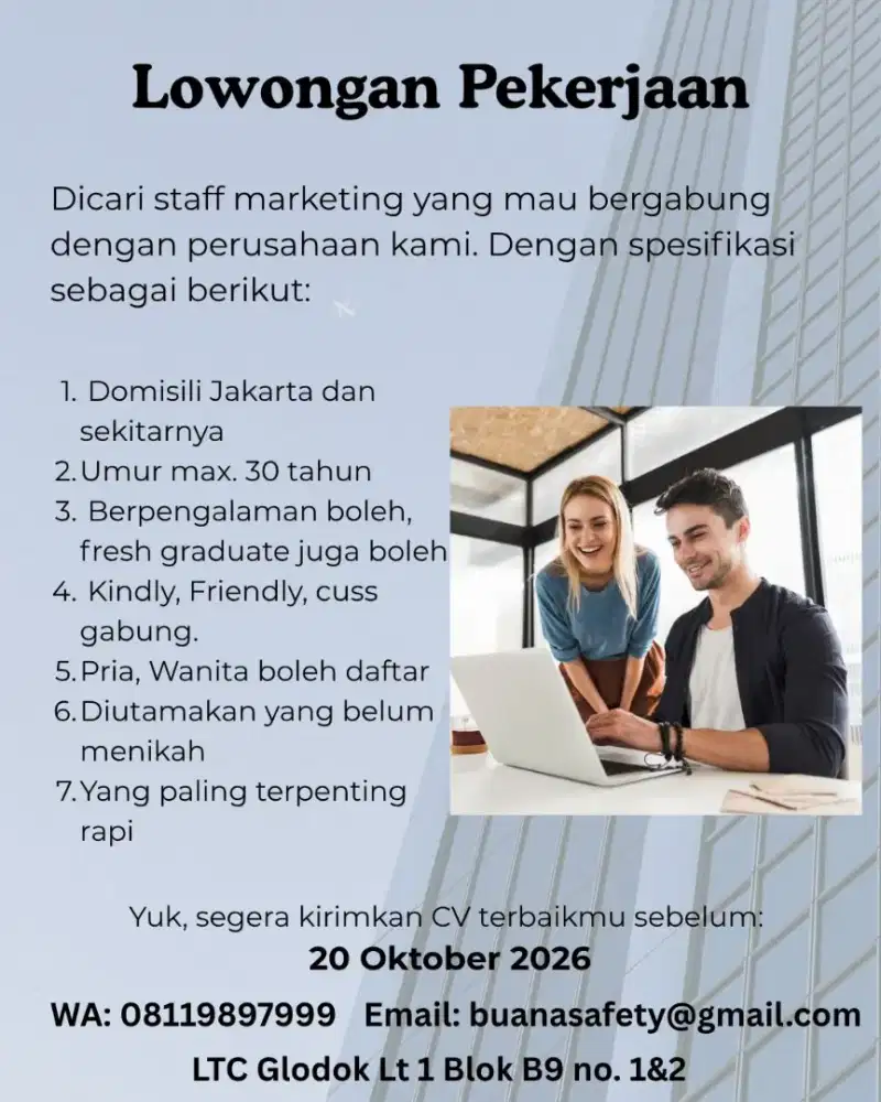 Dicari Staff Marketing