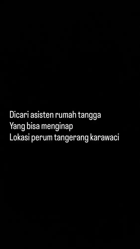 Dicari asisten rumah tangga
