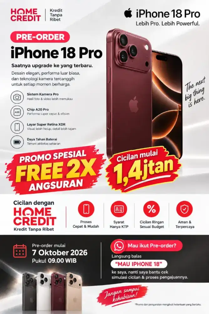 PO IPHONE 18 MENGGUNAKAN HOME CREDIT