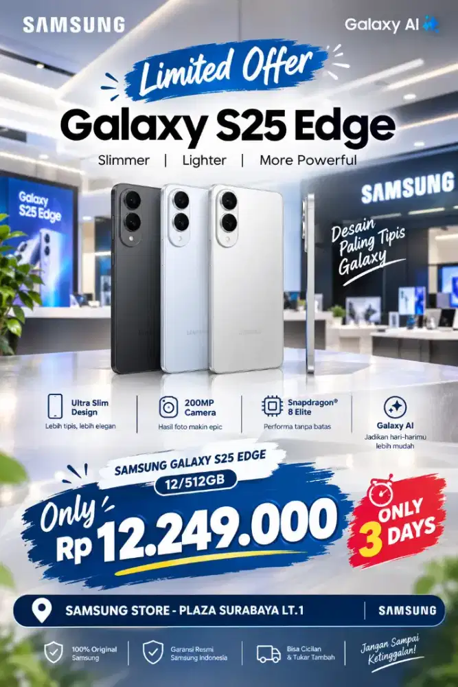 PROMO SAMSUNG S25 EDGE 12/512GB, FREE BLUETOOTH SPEAKER.