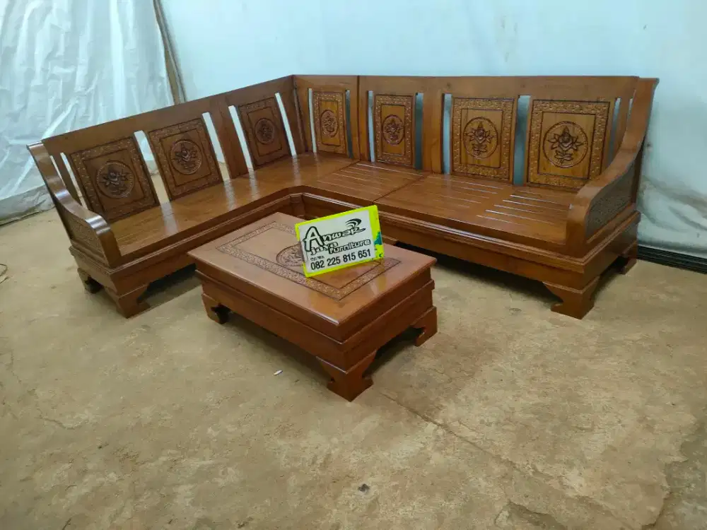 Kursi tamu sudut full kayu jati