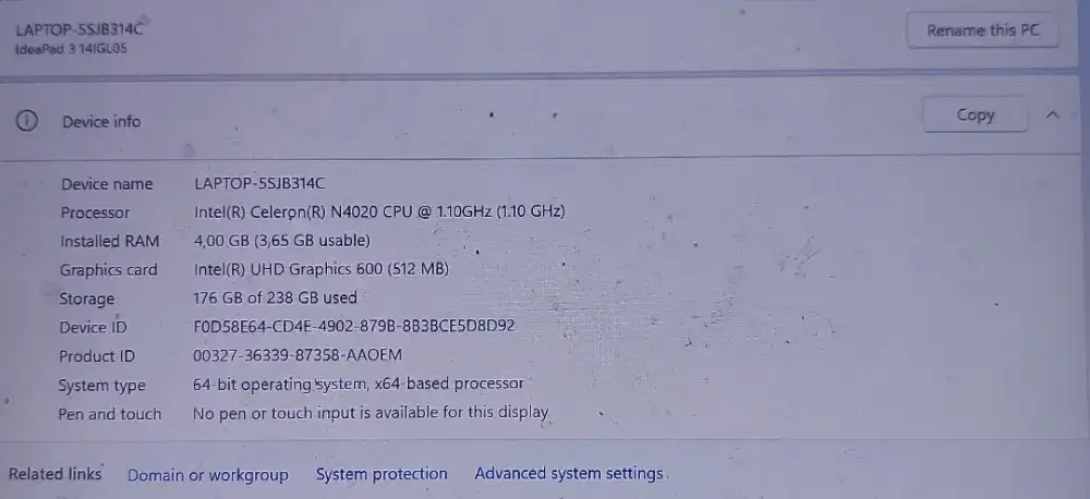 Laptop Lenovo IdeaPad3 Slim
