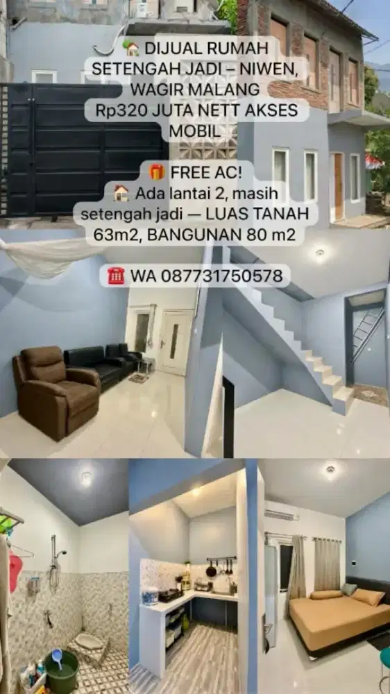 Rumah Siap Huni, Akses Mobil, Free AC