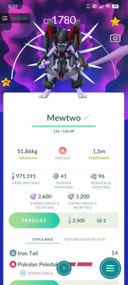 Jual akun Pokemon Go lv 59 mewtwo armor