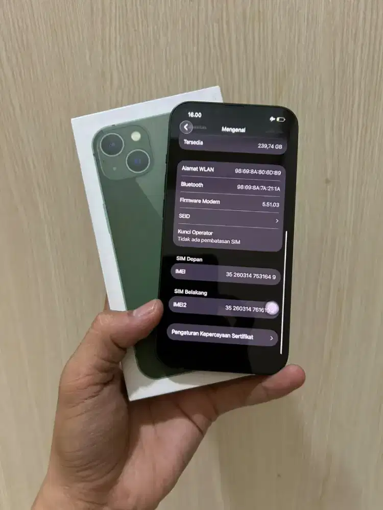 Ip 13 Warna blue 256gb hb92%