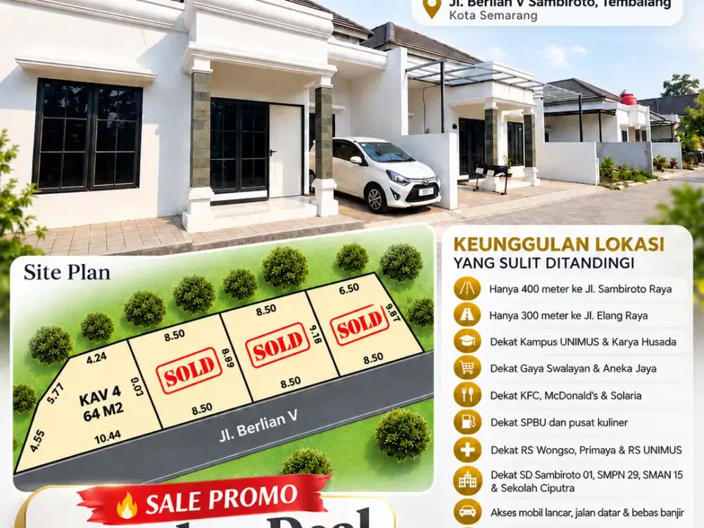 rumah sambiroto kedungmundu dekat unimus kfc solaria