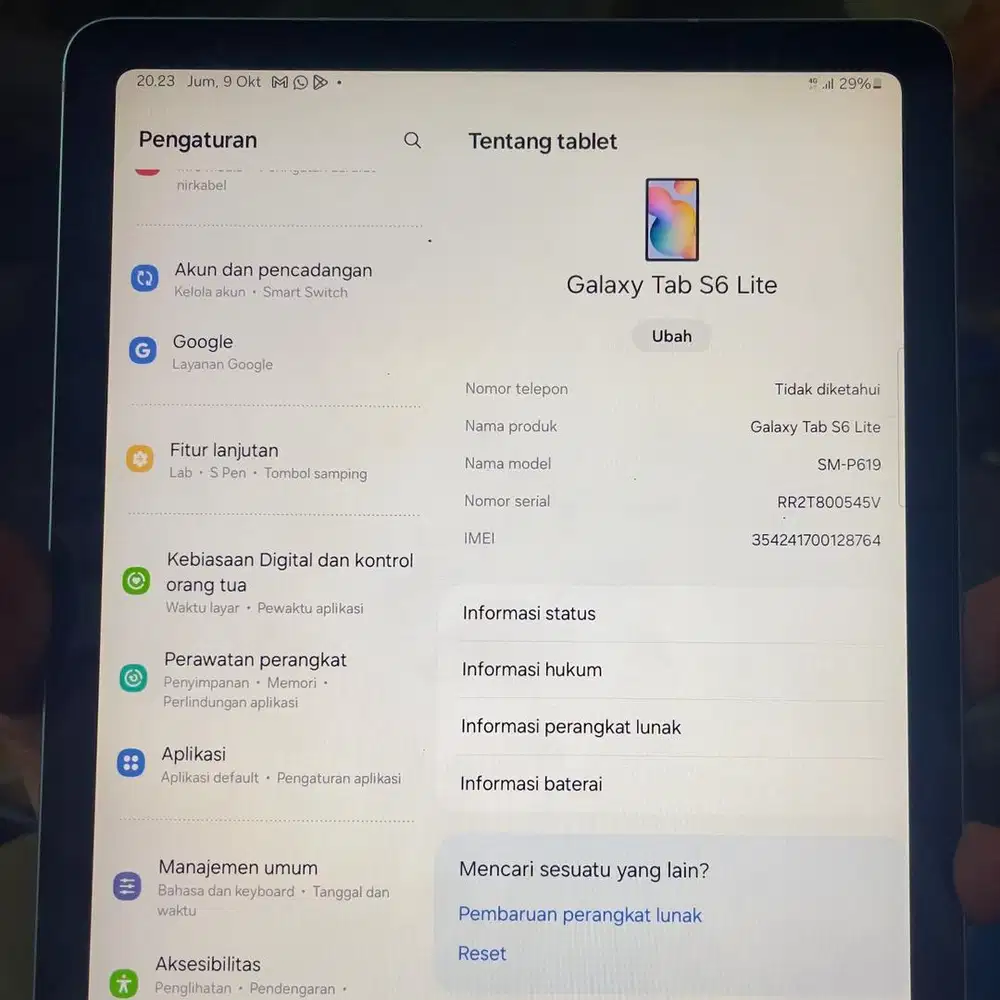 Samsung tab s6 lite snapdragon 4 / 128 full ori resmi