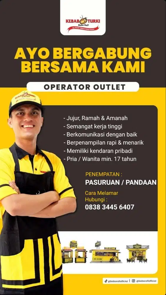 Crew Outlet Penjaga Stand Kebab Turki Baba Rafi