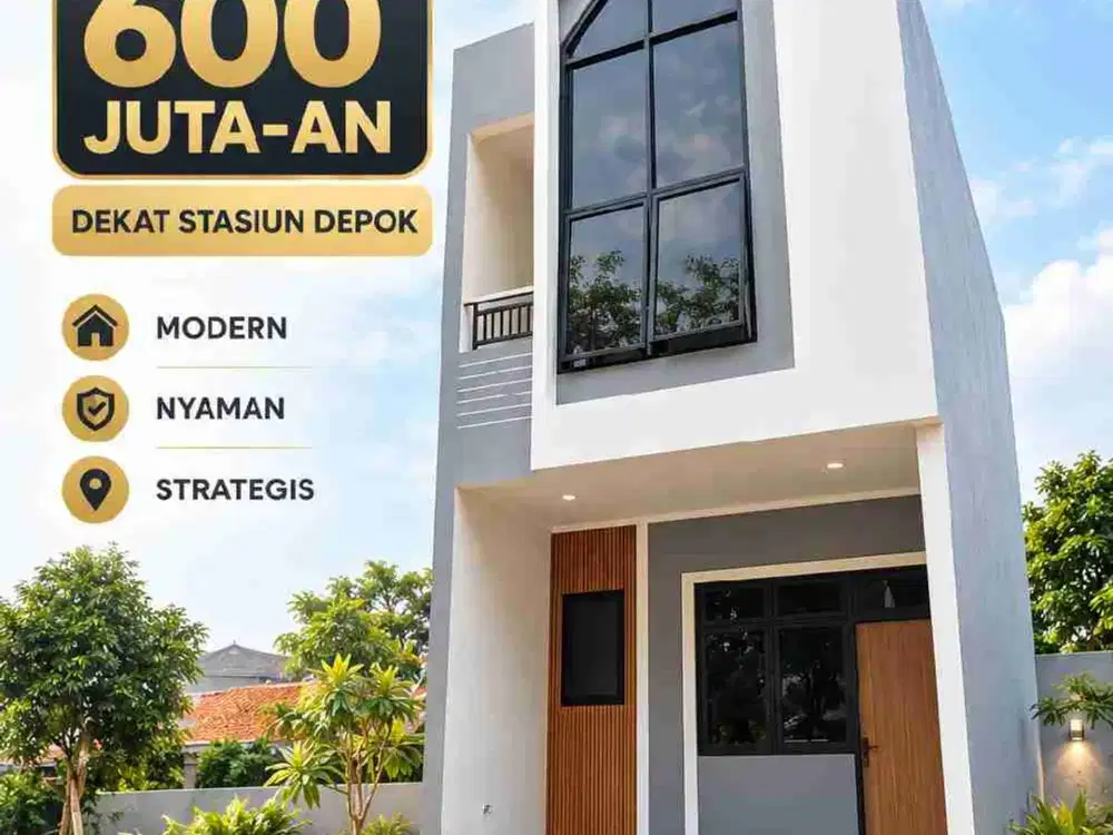 RUMAH CANTIK  DEKAT STASIUN DEPOK CICILAN MULAI 4 JUTA AN 2 LANTAI