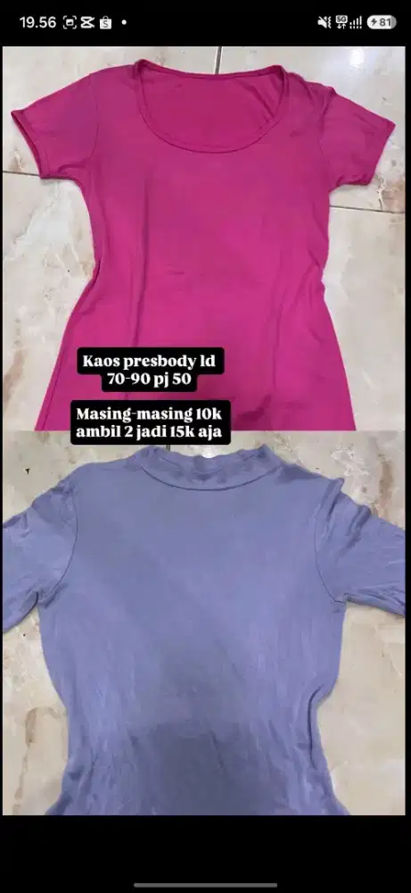 Prelove kaos pink dan biru