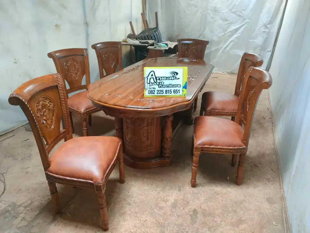 Meja makan gendong salina set kaca meja