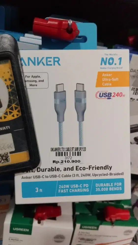 ANKER C TO C CA BLE 3FT 240W UPCYLED | ATLANTIS DAHSYAT