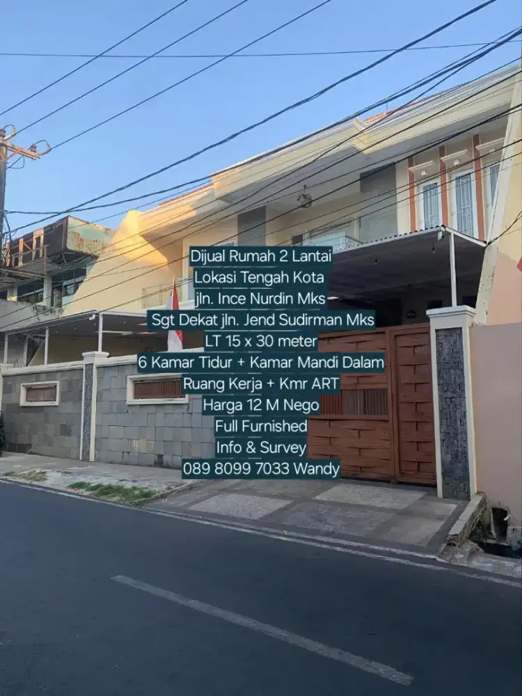 Dijual Rumah 2lt Full Furnished Lokasi Tengah Kota jln.Ince Nurdin Mks