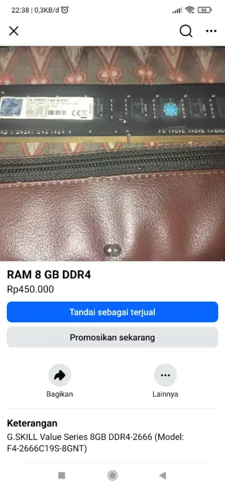 RAM 8 GB DDR4. G.SKILL Value Series 8GB DDR4-2666