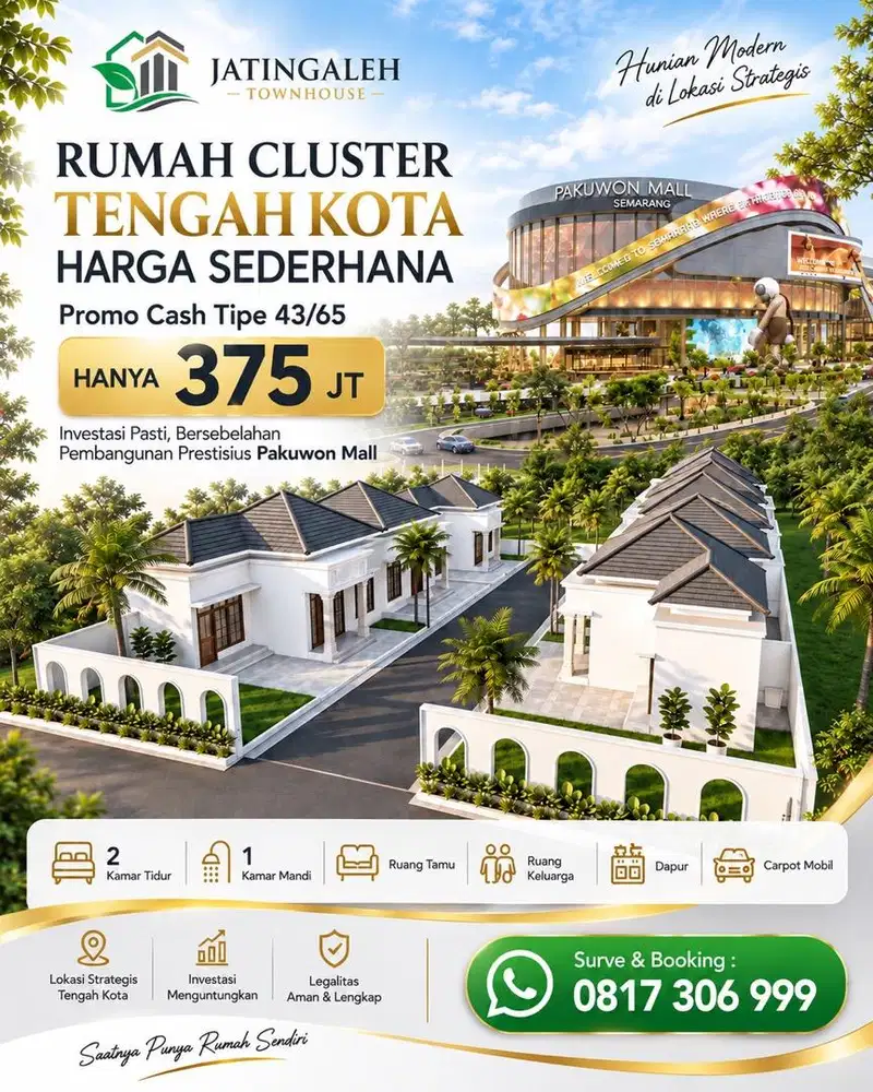 Rumah cluster dekat exil tol jatingaleh harga terjangkau