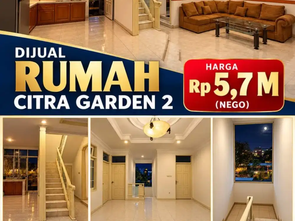 Rumah Hoek Premium Citra Garden 2 – LT 240m² LB 300m² – 4+1 KT – SHM