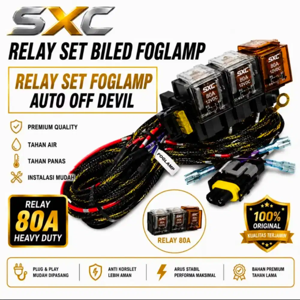 premium Relay Set SXC 3 AOD Auto Off Devil Eye Foglamp BILED 80A