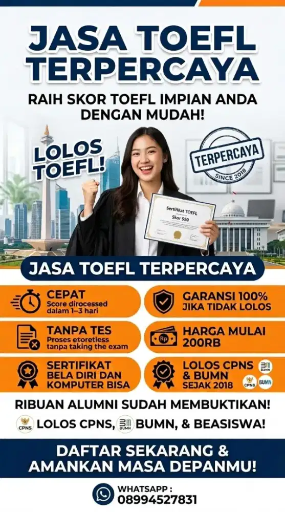 TOEFL ITP , PBT TOEIC , SERTIFIKAT BELADIRI DAN KOMPUTER