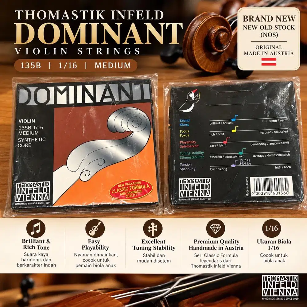 Senar Biola 1/16 Thomastik Infeld Dominant 135B (Classic Formula) NOS