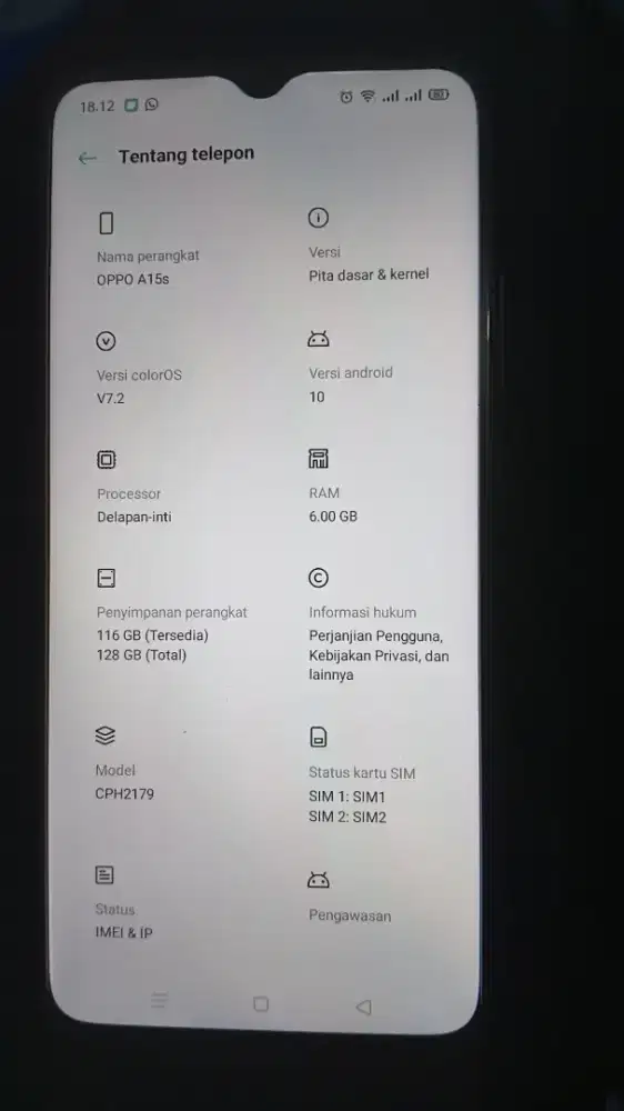 Oppo a15s  6/128