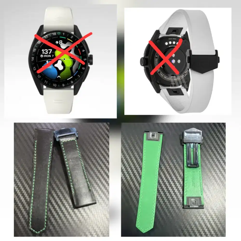 Rubber & Leather Strap Tag Heuer Connected E4 42mm Golf Edition