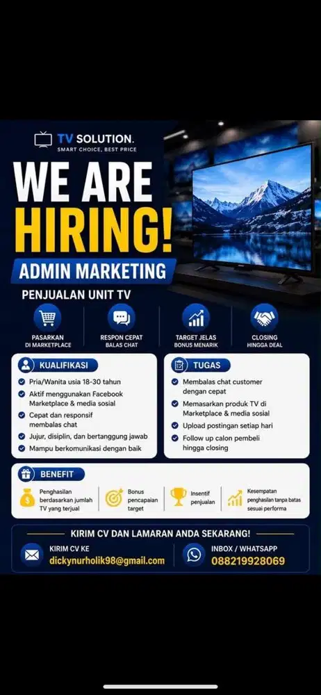 Dibutuhkan admin sales marketing