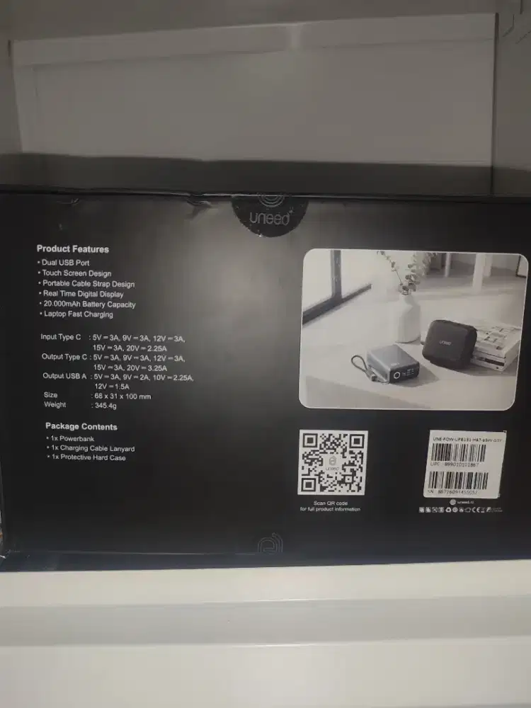 UNEED Quickbox D65 20000mAh PD QC 65W with TFT Display (UPB131).