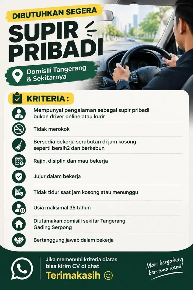 DICARI SUPIR PRIBADI