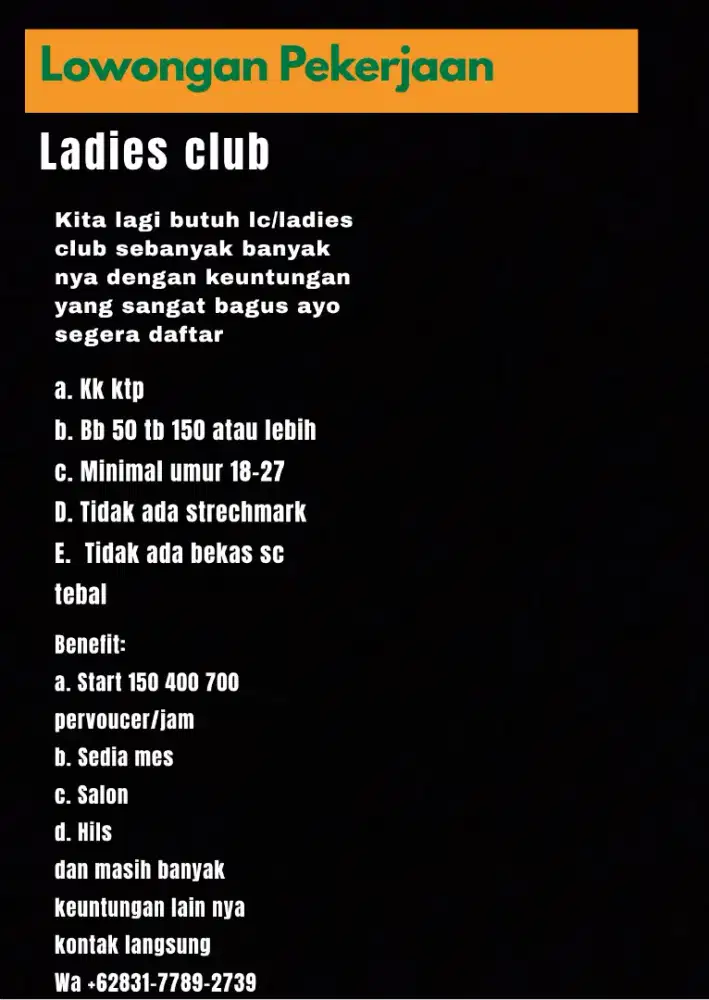 Buka lowongan untuk ladies
