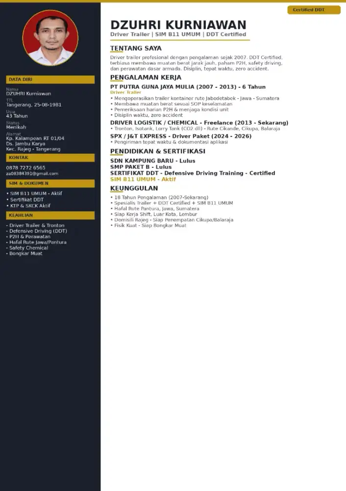 cari loker driver trailer dll