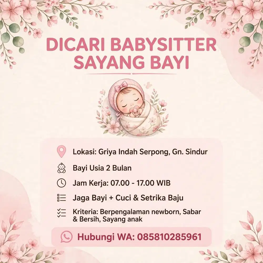 Loker BabySitter Griya Indah Serpong
