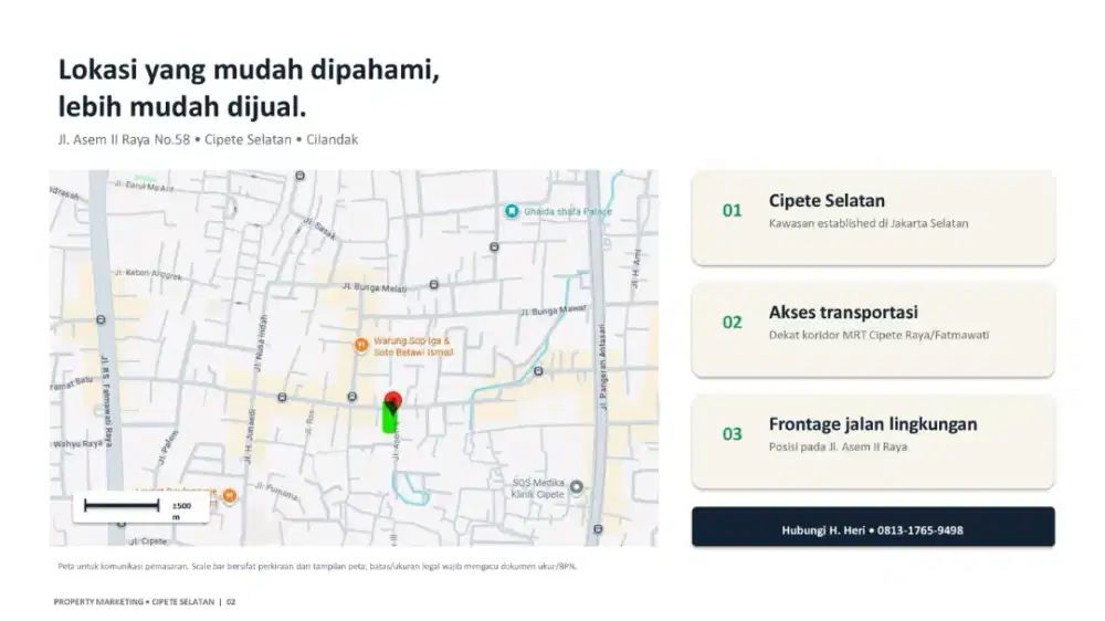 JUAL TANAH BANGUNAN JALAN ASEM II CIPETE SELATAN