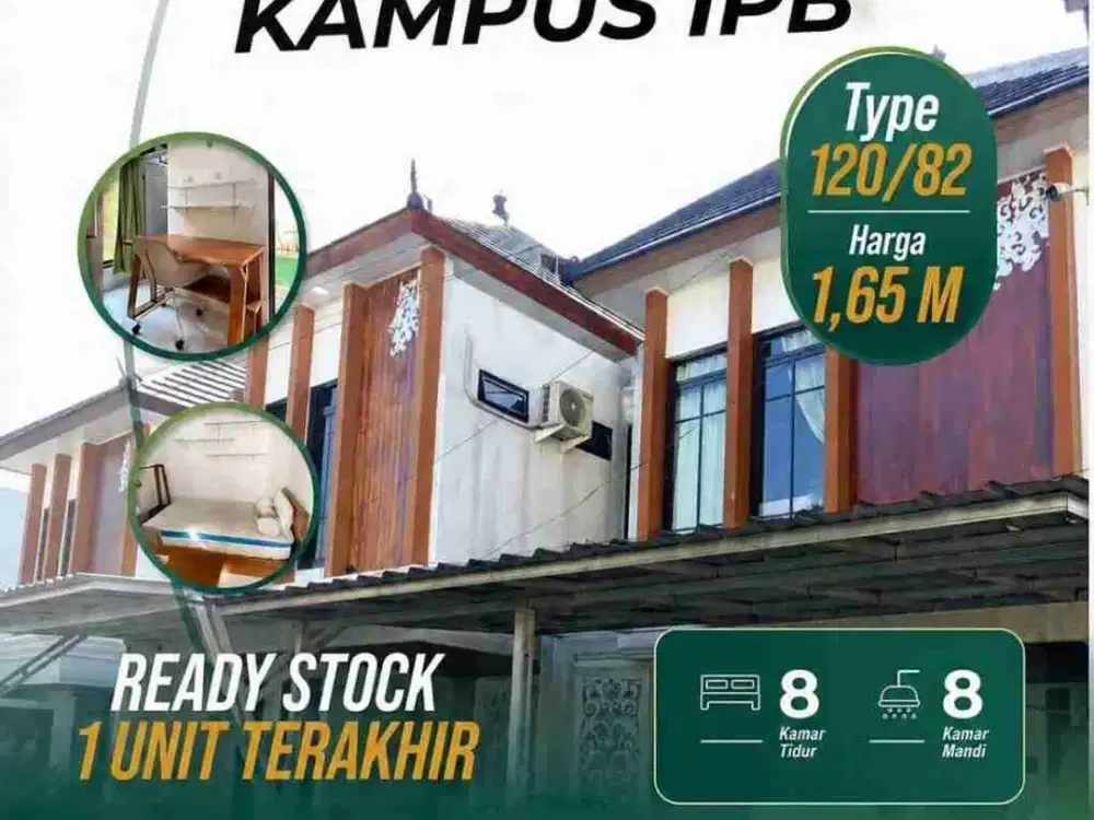 Jual Bangunan Kosan 8 Kamar Langsung Cuan Dekat IPB, Bogor