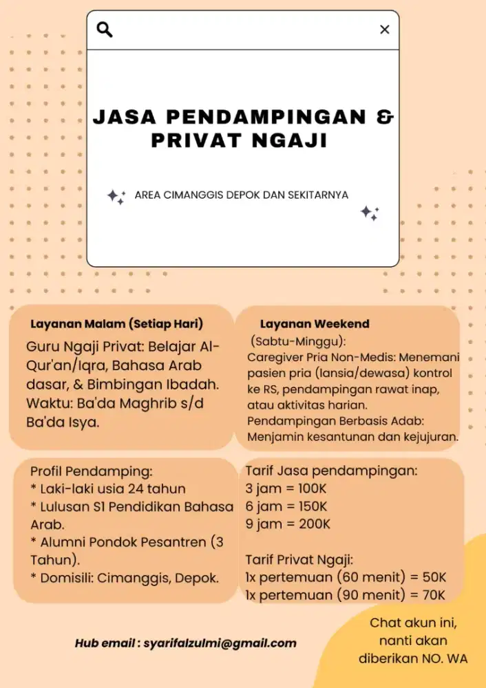 Private mengaji dan caregiver Cimanggis Depok