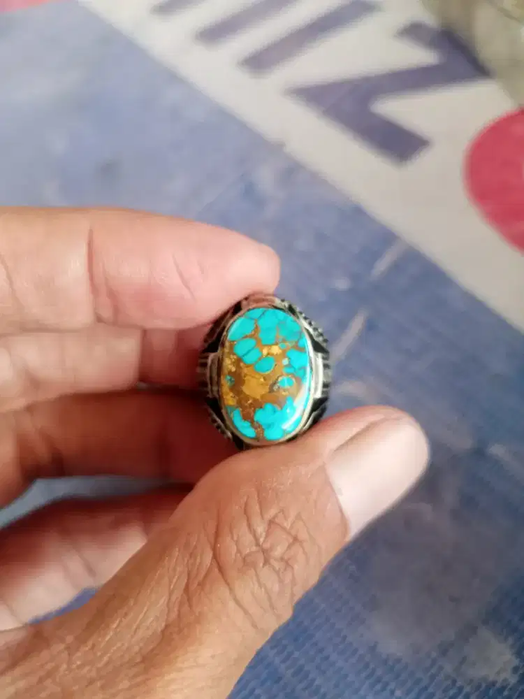 Batu Cincin Akik Permata Natural Turquoise Pirus Persia Viru