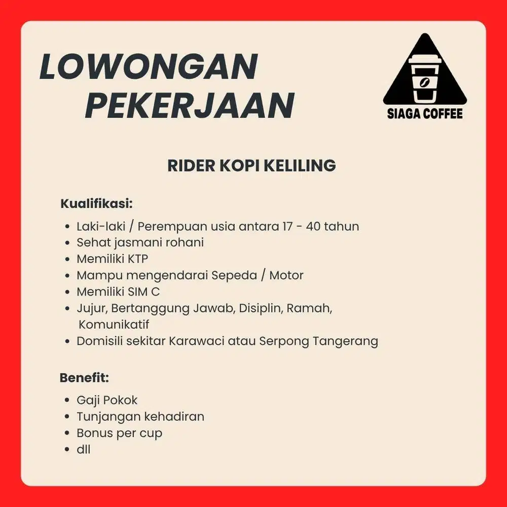 Lowongan Rider Kopi Keliling