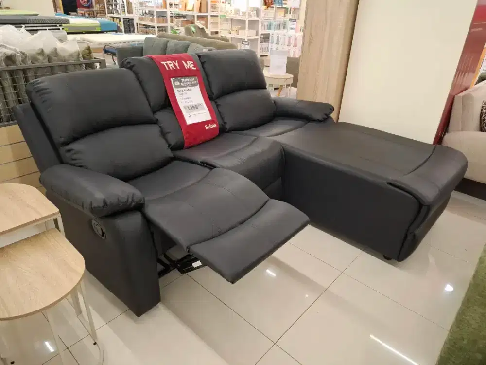 Sofa Recliner Sudut Hitam Liverton