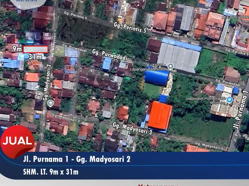Tanah siap bangun lokasi berkembang Purnama 1 Madyosari 2, Pontianak