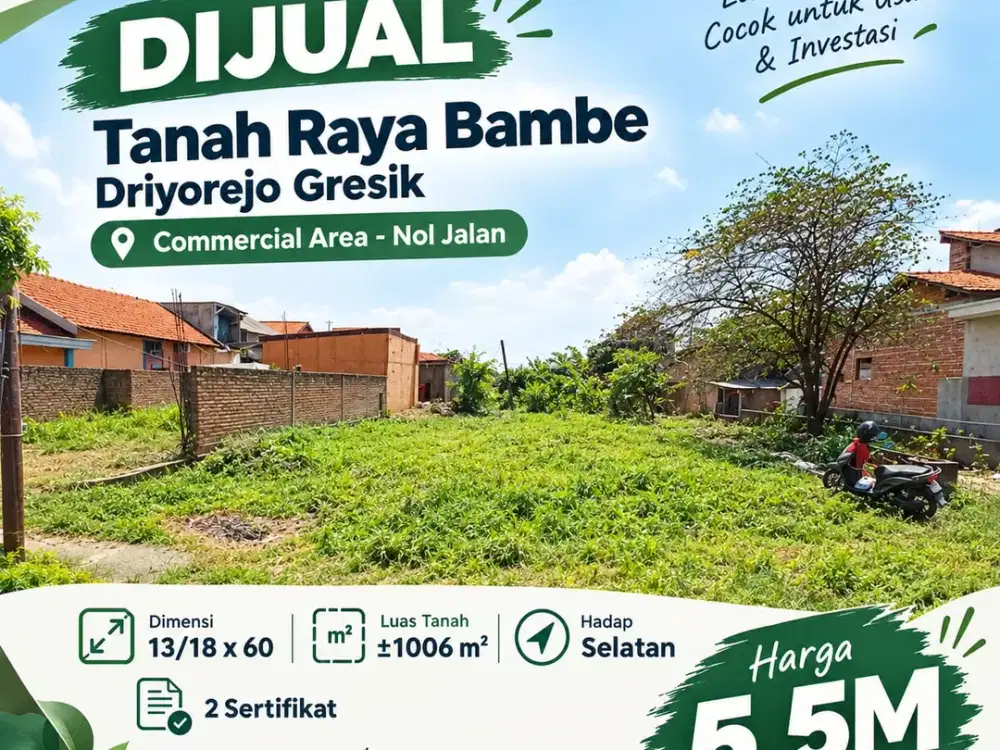 Dijual Tanah Raya Bambe Driyorejo Gresik