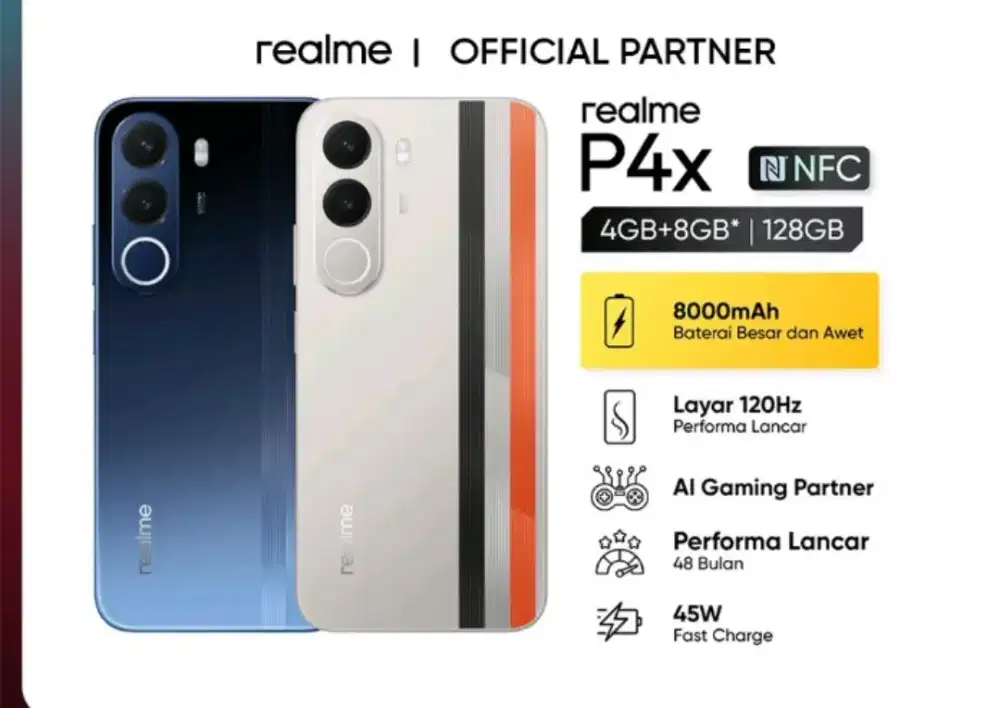 HP REALME P4X 4GB+8GB /128GB BARU WARNA NAVY