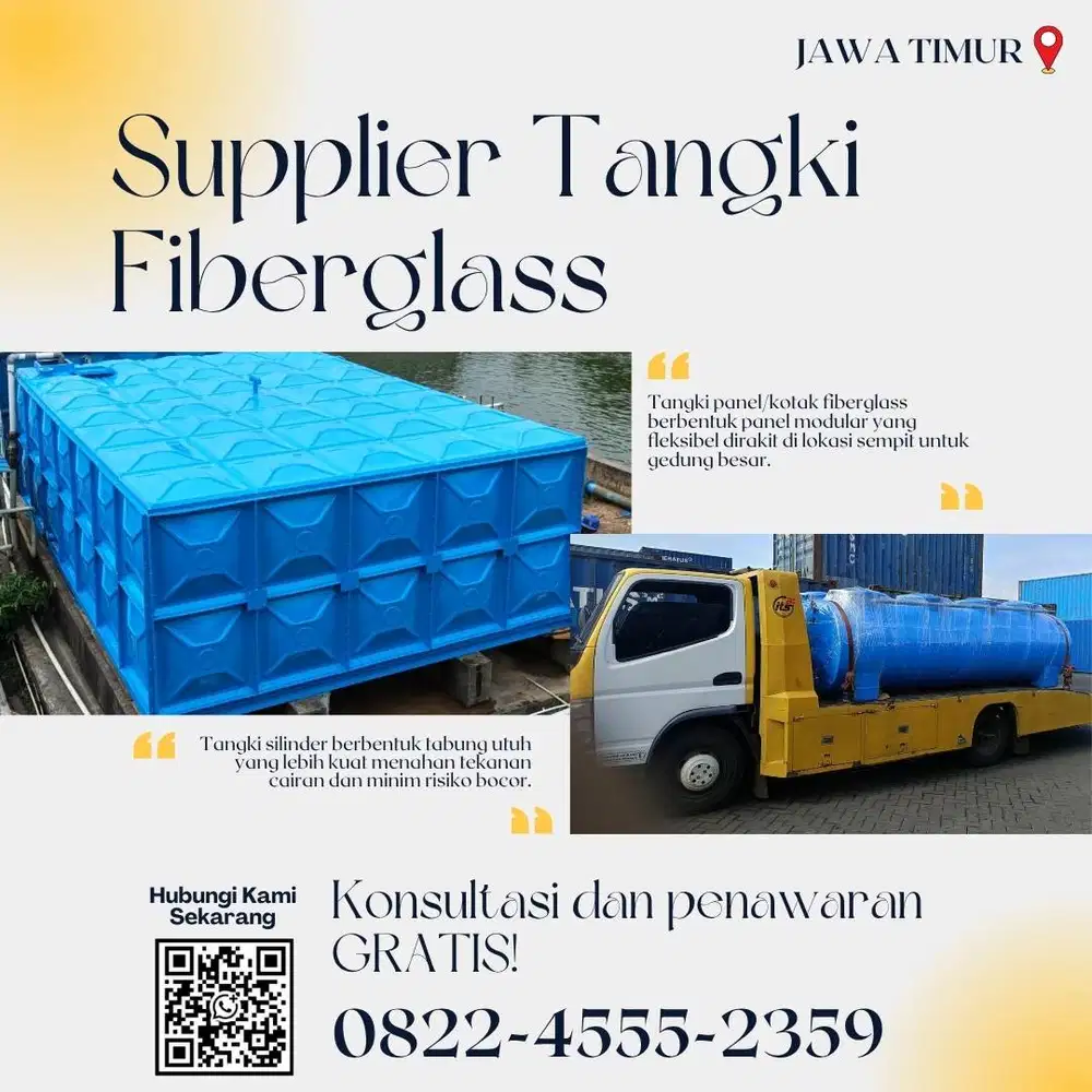 Tangki Fiberglass FRP-Panel Tank, Roof Tank & Ground Tank Ponorogo