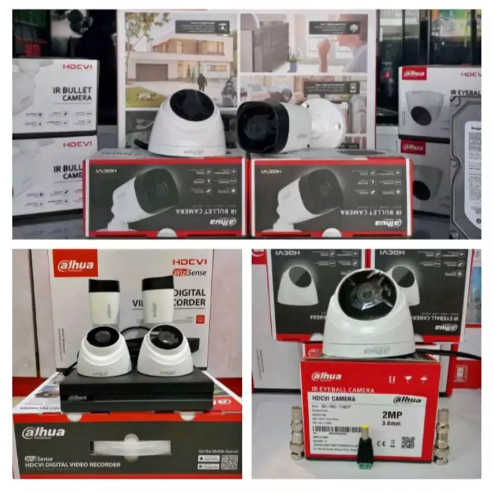 Paket cctv dahua 8 channel 4 kamera 2mp